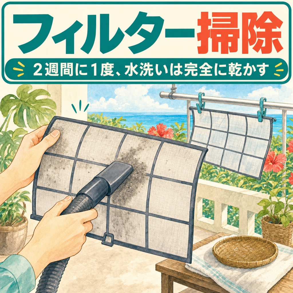 エアコンフィルターの正しい掃除方法と頻度を解説（住まい119・沖縄）