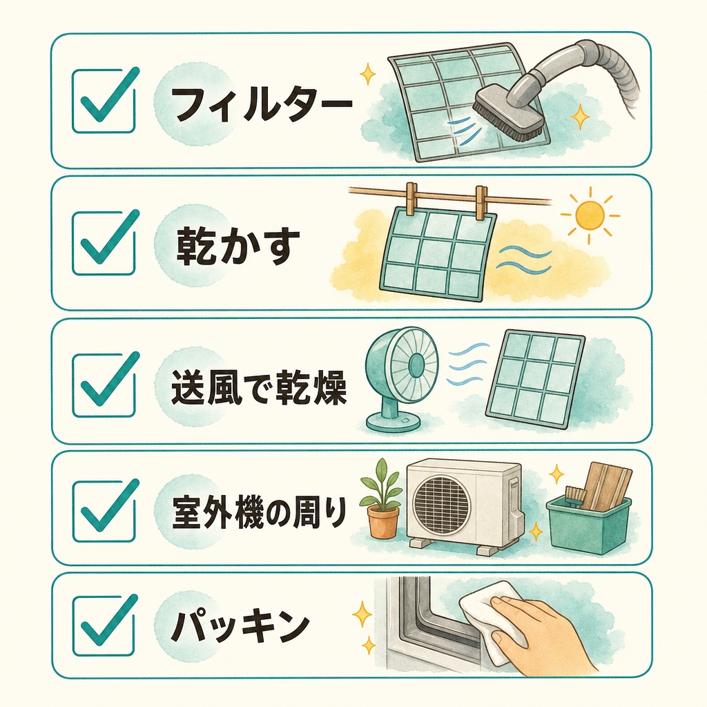 家庭で安全にできる手入れを一覧にした図