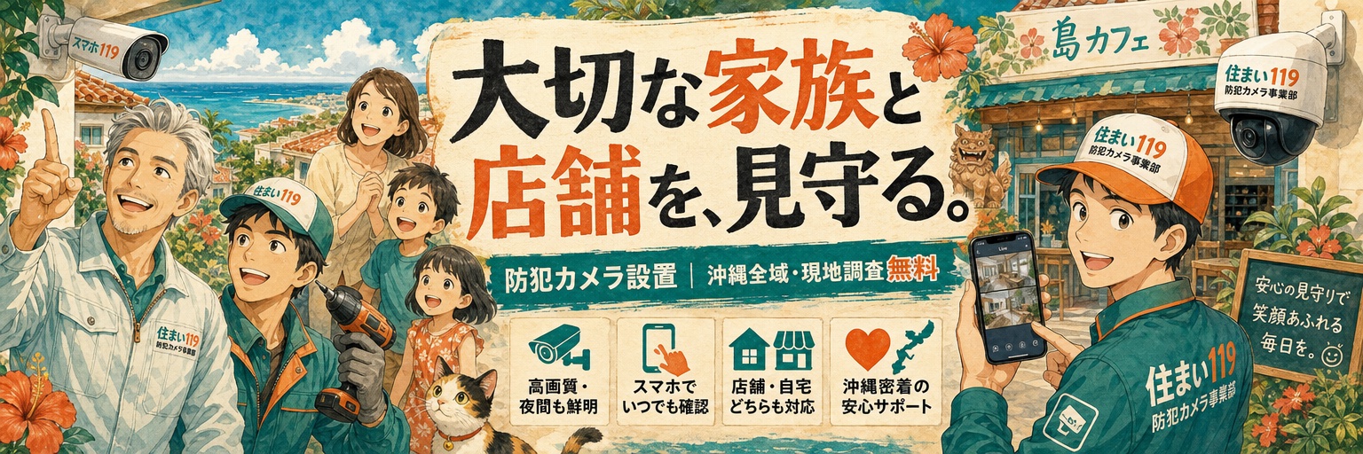 大切な家族と店舗を、見守る。防犯カメラ設置｜沖縄全域・現地調査無料｜住まい119